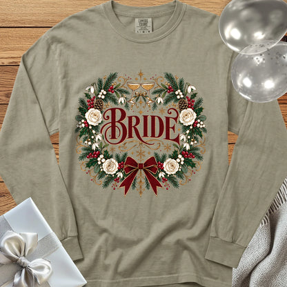 Bride - Premium Winter Crest Wedding Long Sleeve T-Shirt - Sandstone