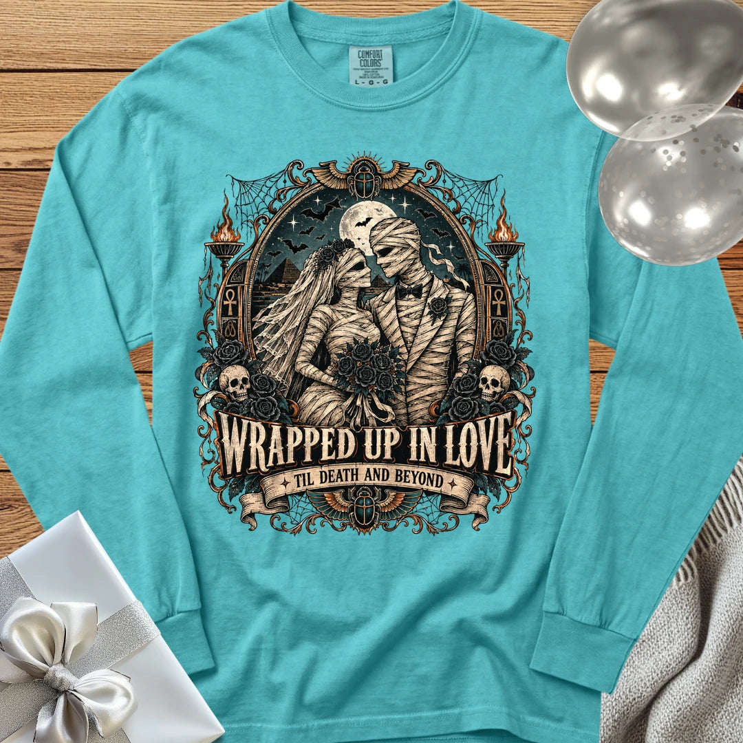Wrapped Up in Love - Premium Halloween Wedding Long Sleeve T-Shirt - Seafoam