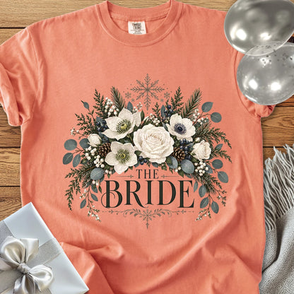 Bride - Premium Winter Bouquet Wedding T-Shirt - Terracotta