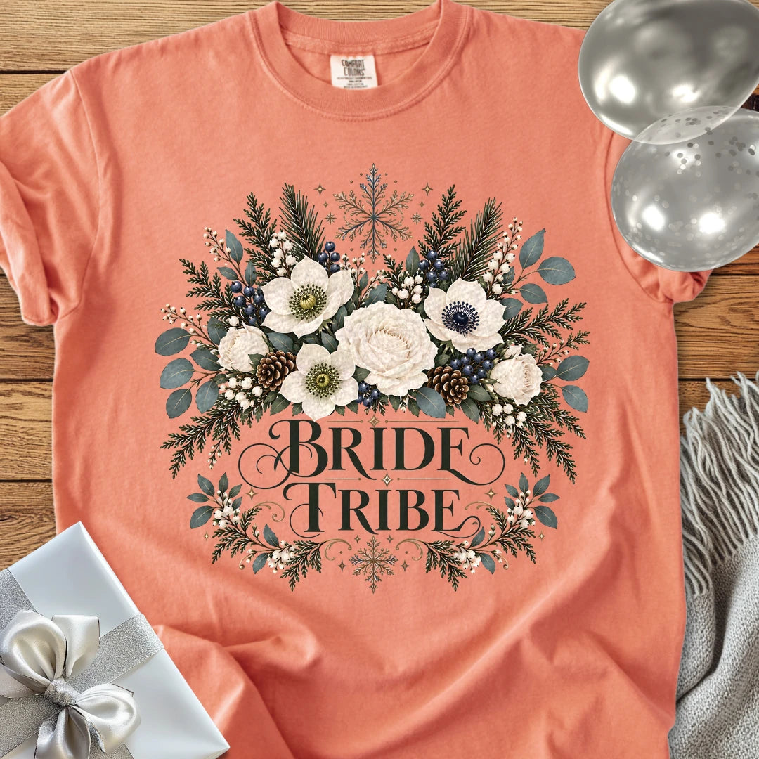 Bride Tribe - Premium Winter Bouquet Wedding T-Shirt - Terracotta