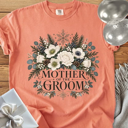 Mother of the Groom - Premium Winter Bouquet Wedding T-Shirt - Terracotta