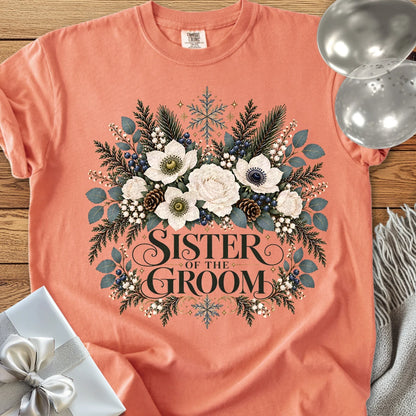 Sister of the Groom - Premium Winter Bouquet Wedding T-Shirt - Terracotta