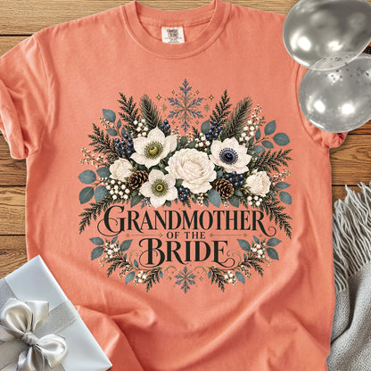 Grandmother of the Bride - Premium Winter Bouquet Wedding T-Shirt - Terracotta