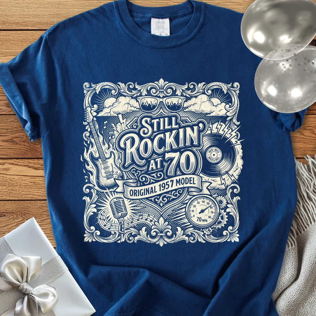 Still Rockin' at 70, Original 1957 Model - Premium 70th Birthday T-Shirt - True Navy