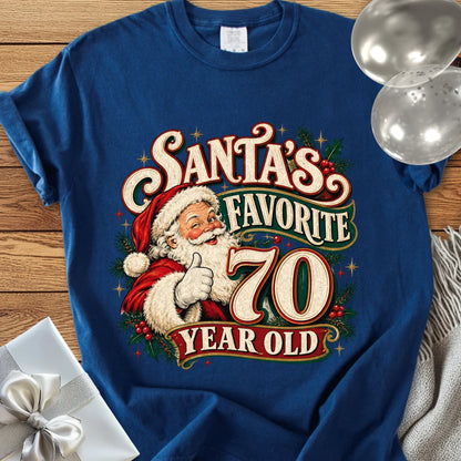 Santa’s Favorite 70 Year Old - Premium Christmas 70th Birthday T-Shirt - True Navy