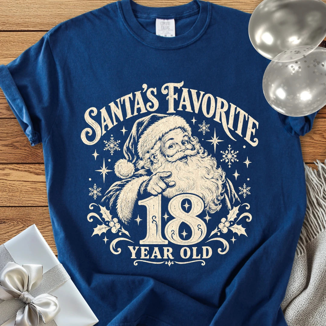 Santa’s Favorite 18-Year-Old - Premium Christmas 18th Birthday T-Shirt - True Navy