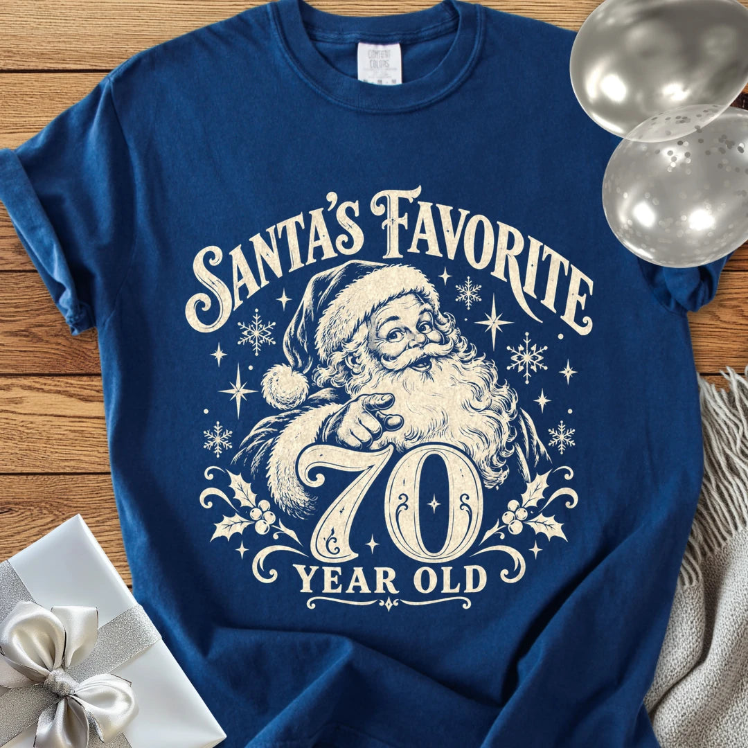 Santa’s Favorite 70-Year-Old - Premium Christmas 70th Birthday T-Shirt - True Navy