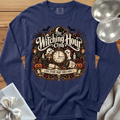 Witching Hour Club, Est. Every Night Since Kids - Premium Halloween Parenting Long Sleeve T-Shirt - True Navy