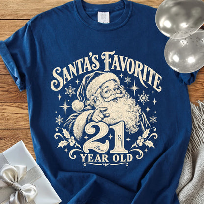 Santa’s Favorite 21-Year-Old - Premium Christmas 21st Birthday T-Shirt - True Navy