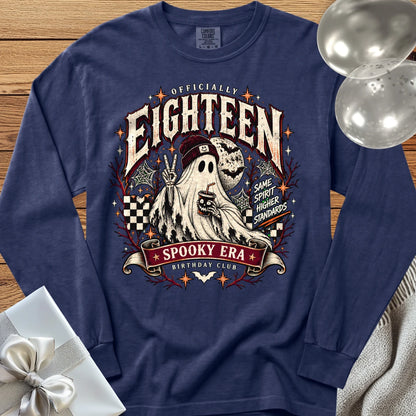 Officially Eighteen, Spooky Era - Premium Halloween 18th Birthday Long Sleeve T-Shirt - True Navy