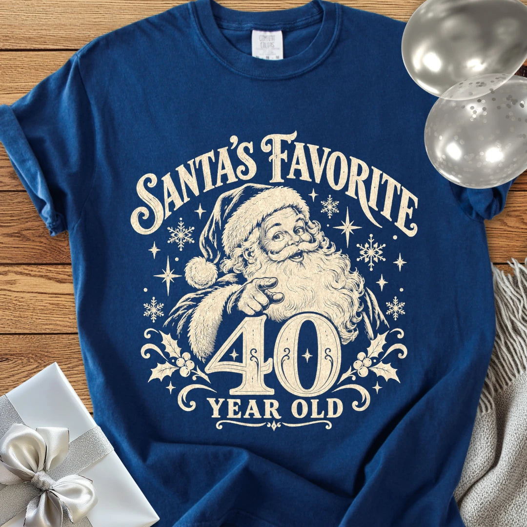 Santa’s Favorite 40-Year-Old - Premium Christmas 40th Birthday T-Shirt - True Navy