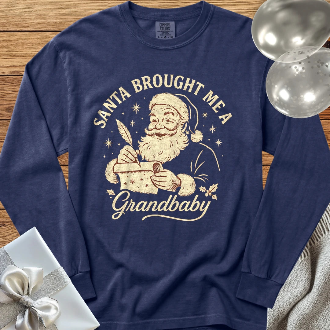 Santa Brought Me a Grandbaby - Premium Christmas Long Sleeve T-Shirt - True Navy