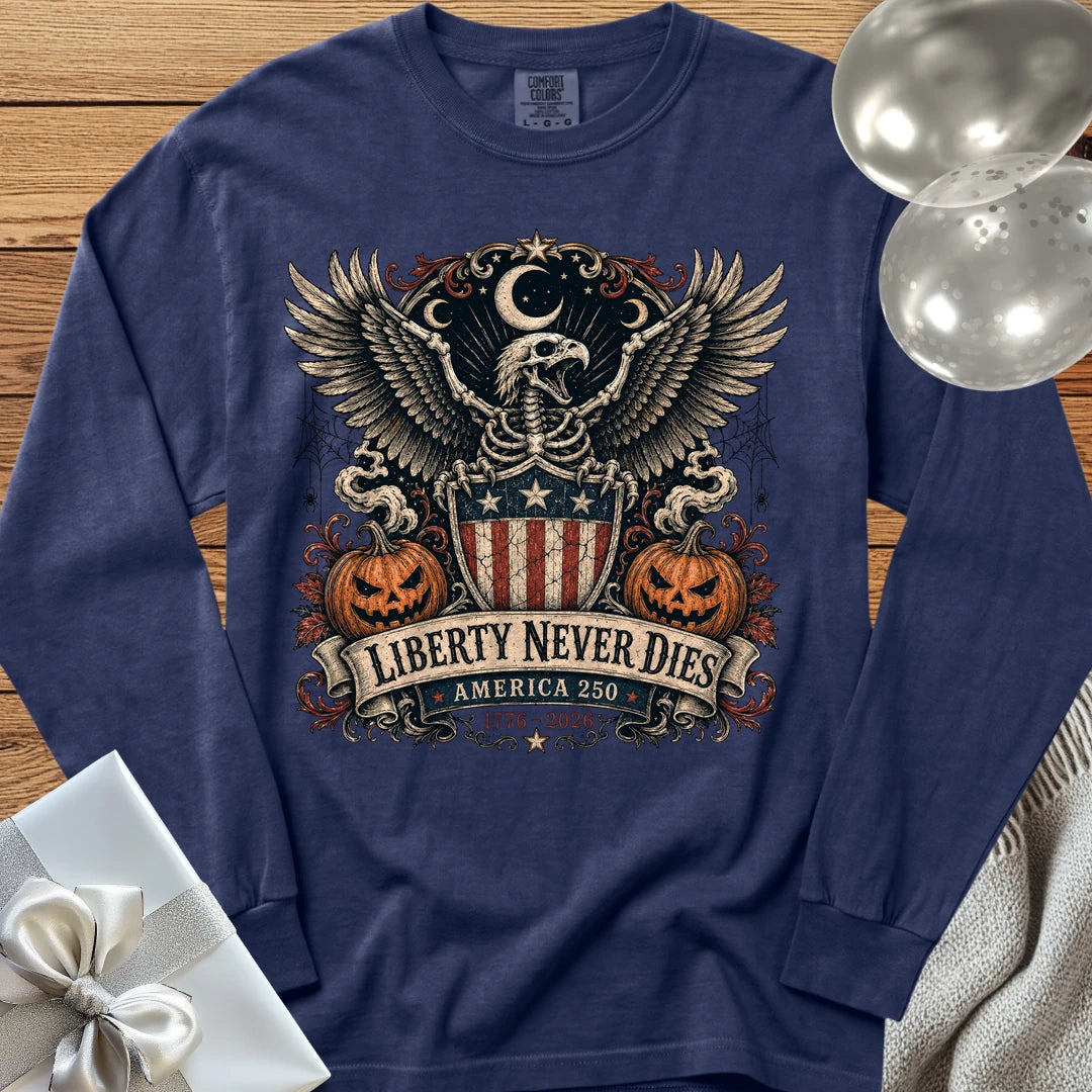 Liberty Never Dies - Premium America 250 Halloween Long Sleeve T-Shirt - True Navy