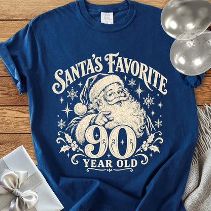 Santa’s Favorite 90-Year-Old - Premium Christmas 90th Birthday T-Shirt - True Navy