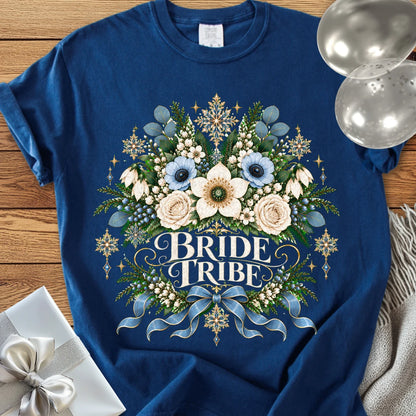 Bride Tribe - Premium Winter Botanical Wedding T-Shirt - True Navy