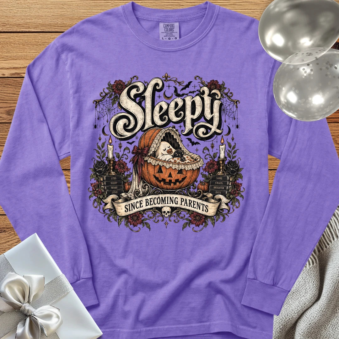 Sleepy Since Becoming Parents - Premium Parenting Halloween Long Sleeve T-Shirt - Violet