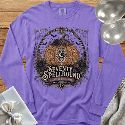 Seventy & Spellbound - Premium Halloween 70th Birthday Long Sleeve T-Shirt - Violet