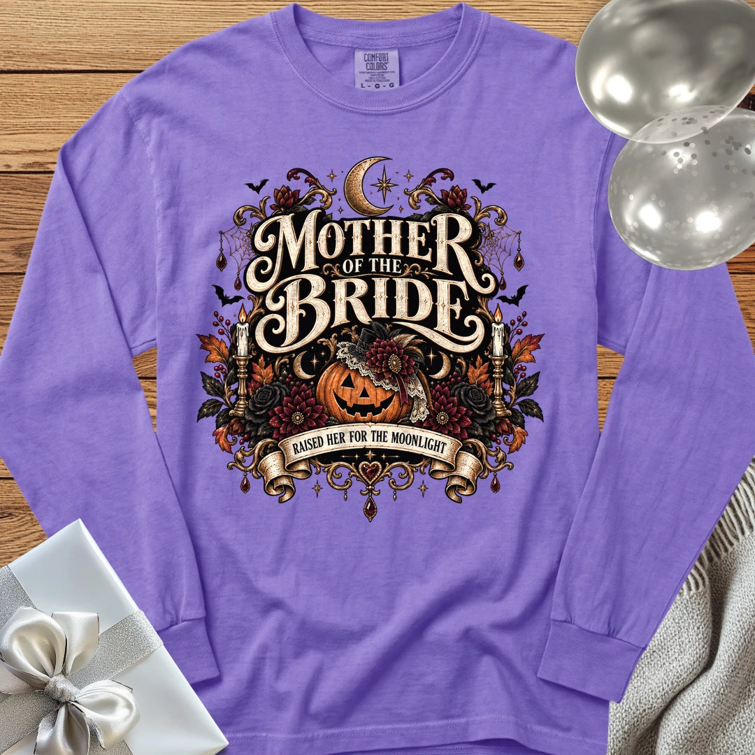 Mother of the Bride, Raised Her for the Moonlight - Premium Halloween Wedding Long Sleeve T-Shirt - Violet