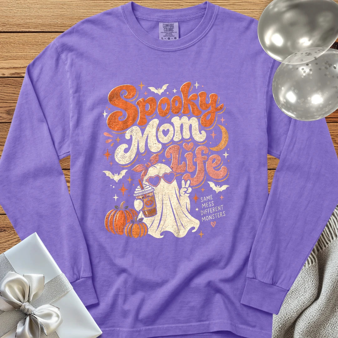 Spooky Mom Life - Premium Halloween Parenting Long Sleeve T-Shirt - Violet