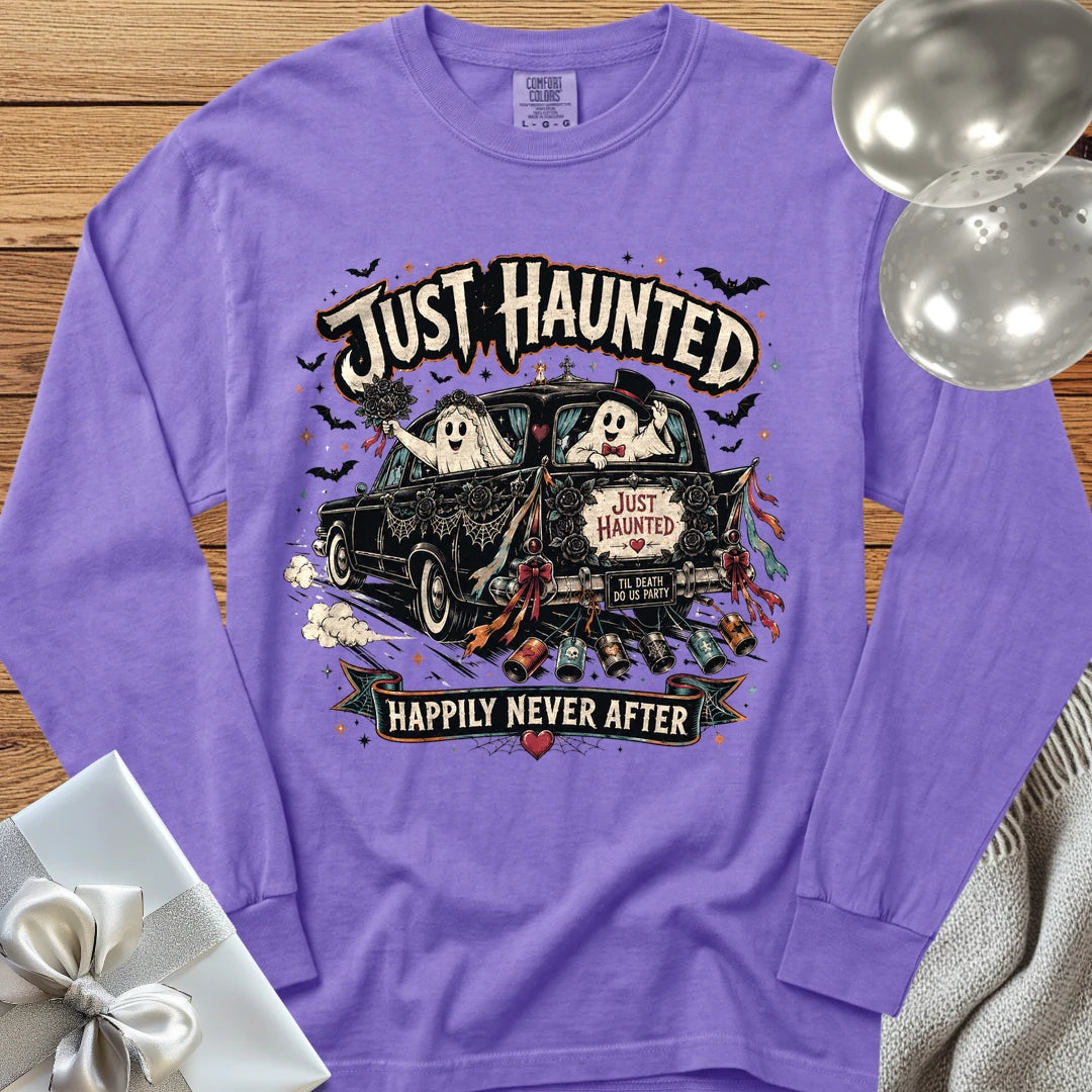 Just Haunted - Happily Never After - Premium Halloween Wedding Long Sleeve T-Shirt - Violet