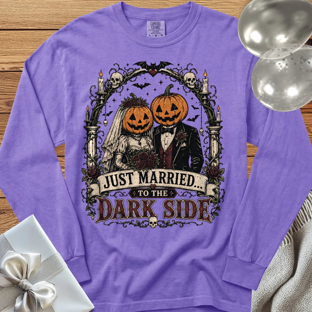 Just Married to the Dark Side - Premium Halloween Wedding Long Sleeve T-Shirt - Violet