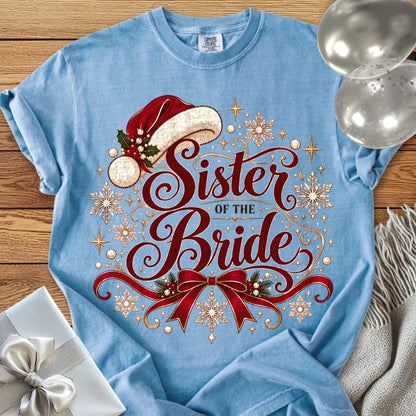 Sister of the Bride - Premium Christmas Wedding T-Shirt - Washed Denim