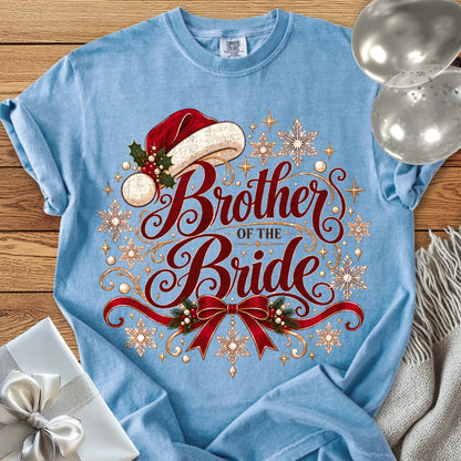 Brother of the Bride - Premium Christmas Wedding T-Shirt - Washed Denim