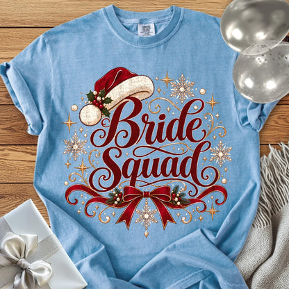 Bride Squad - Premium Christmas Wedding T-Shirt - Washed Denim
