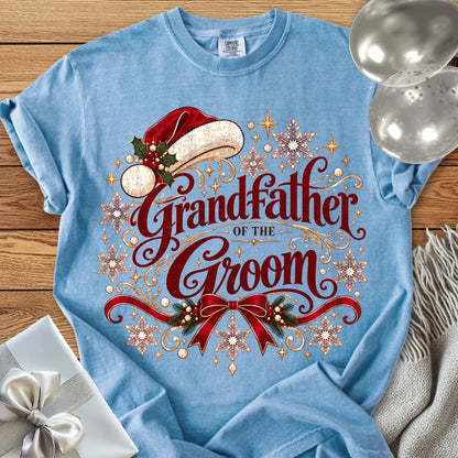 Grandfather of the Groom - Premium Christmas Wedding T-Shirt - Washed Denim