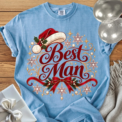 Best Man - Premium Christmas Wedding T-Shirt - Washed Denim