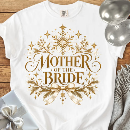 Mother of the Bride - Premium Winter Sparkle Wedding T-Shirt - White
