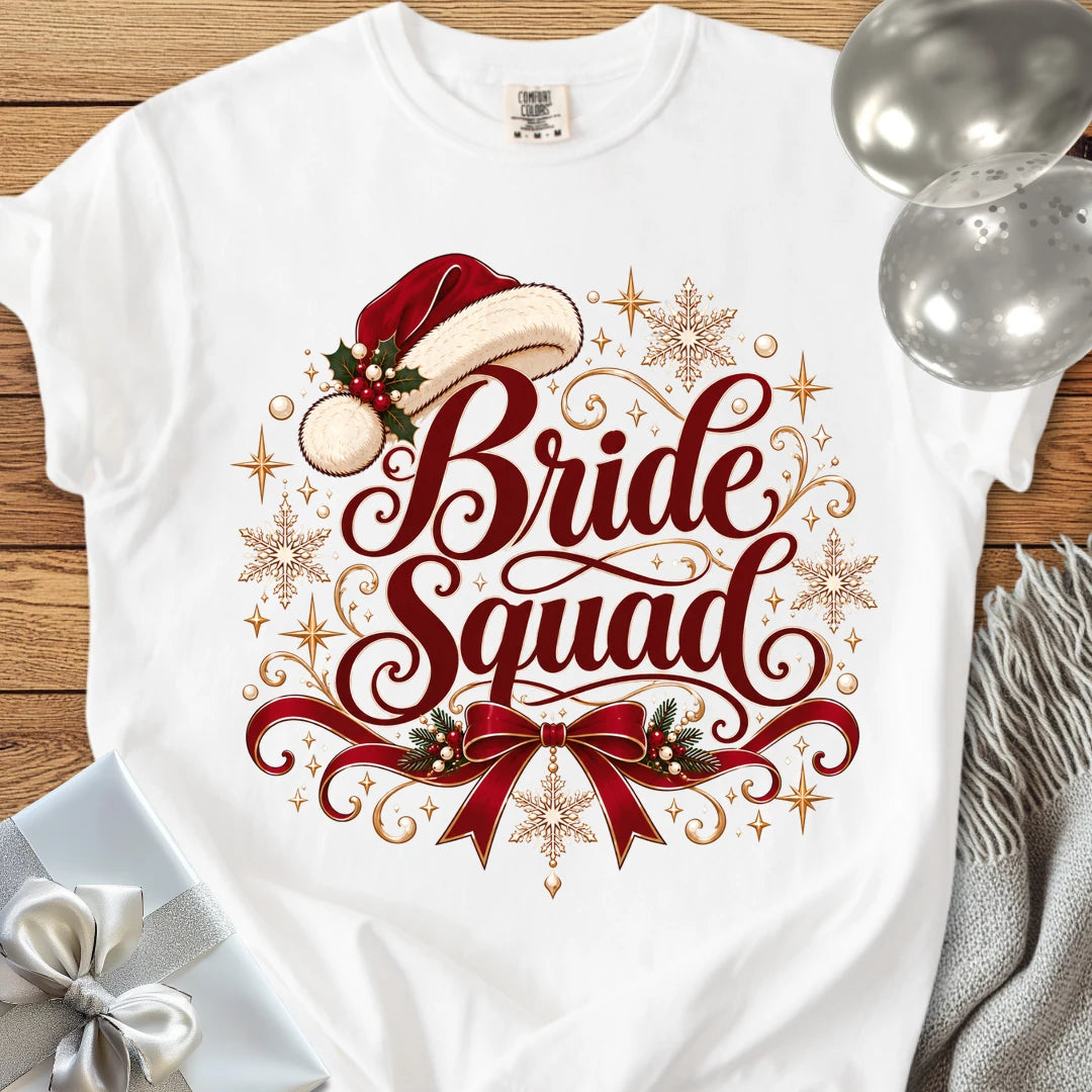 Bride Squad - Premium Christmas Wedding T-Shirt - White