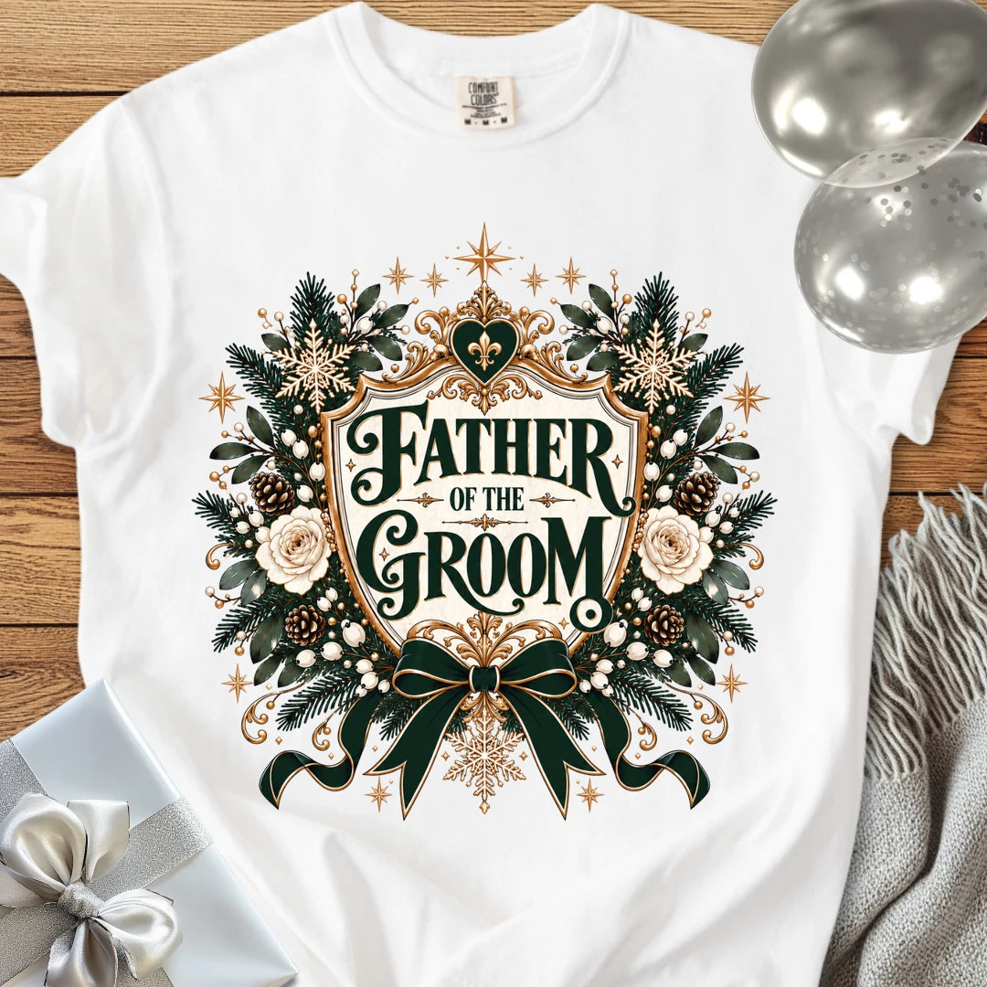 Father of the Groom - Premium Winter Heirloom Wedding T-Shirt - White