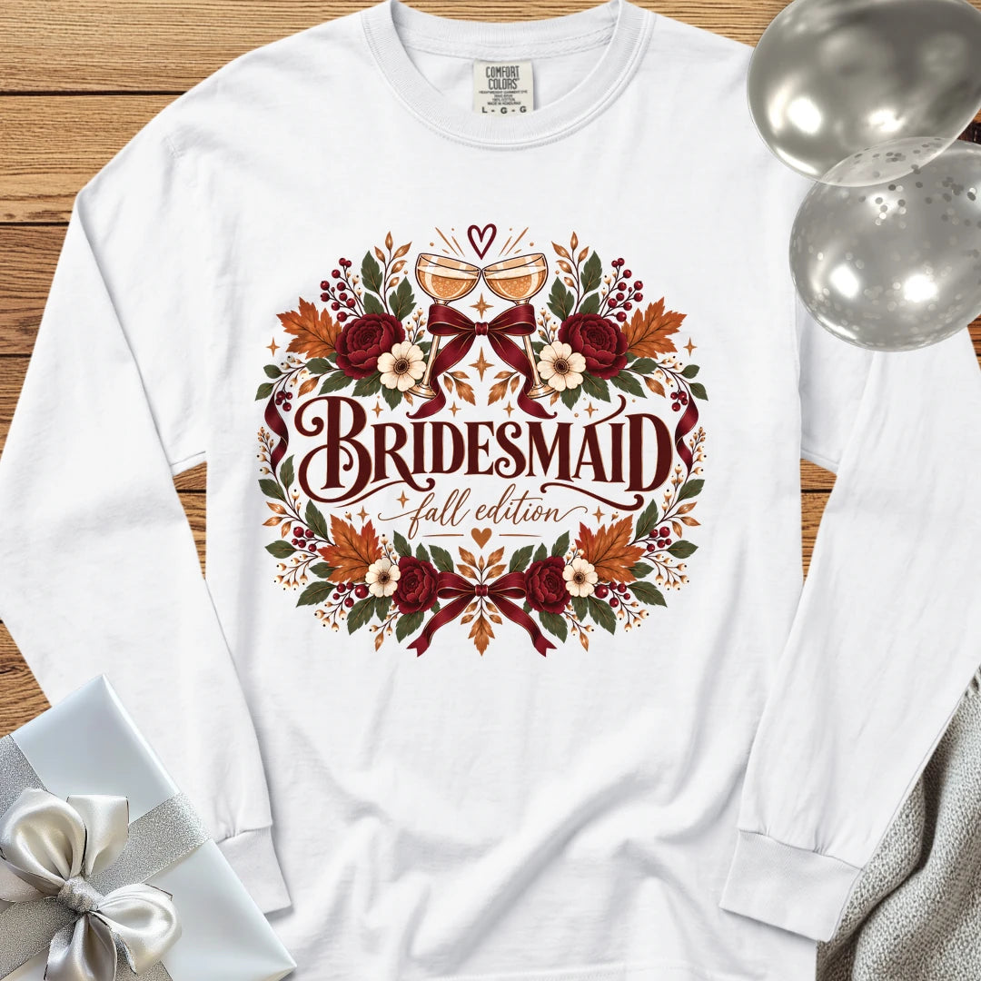 Bridesmaid, Fall Edition - Premium Wedding Long Sleeve T-Shirt - White