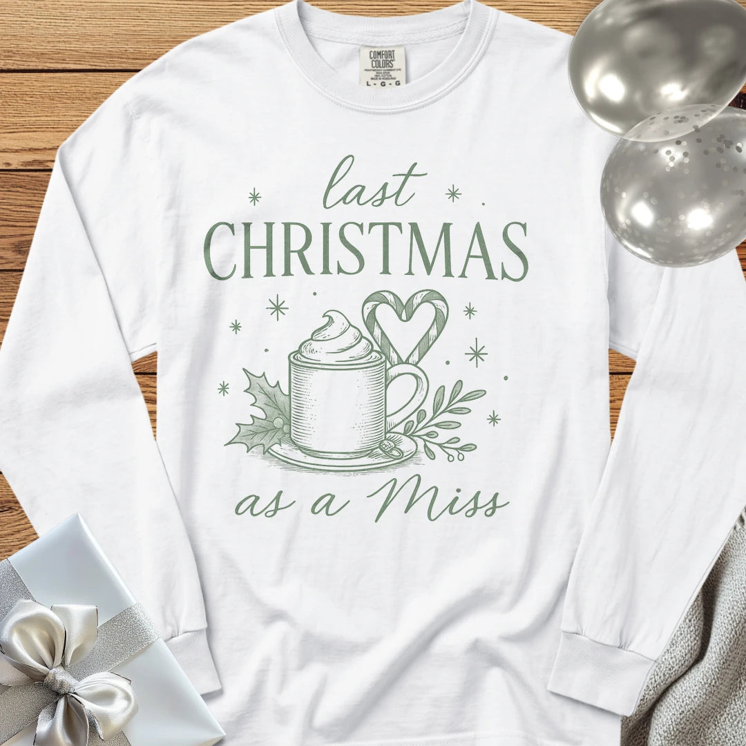 Last Christmas as Miss (Coffee) - Premium Engagement Long Sleeve T-Shirt - White