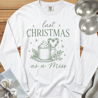 Last Christmas as Miss (Coffee) - Premium Engagement Long Sleeve T-Shirt - White