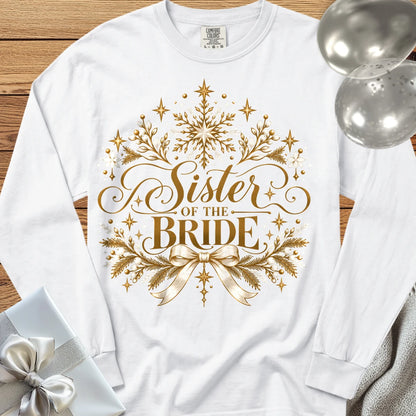 Sister of the Bride - Premium Winter Sparkle Wedding Long Sleeve T-Shirt - White