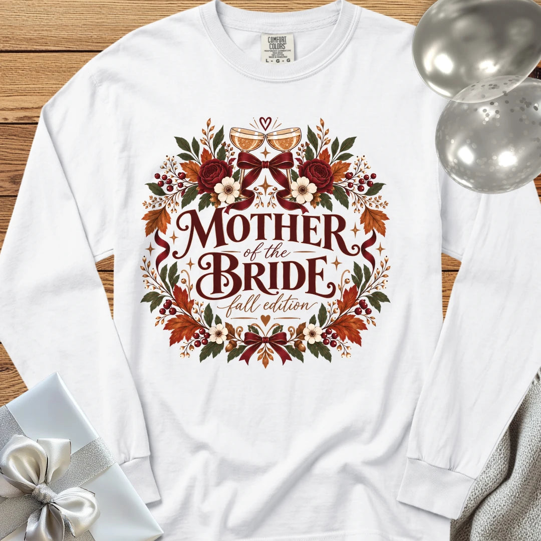 Mother of the Bride, Fall Edition - Premium Wedding Long Sleeve T-Shirt - White