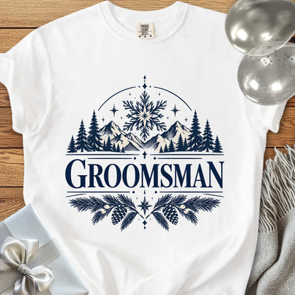 Groomsman - Premium Winter Peaks Wedding T-Shirt - White