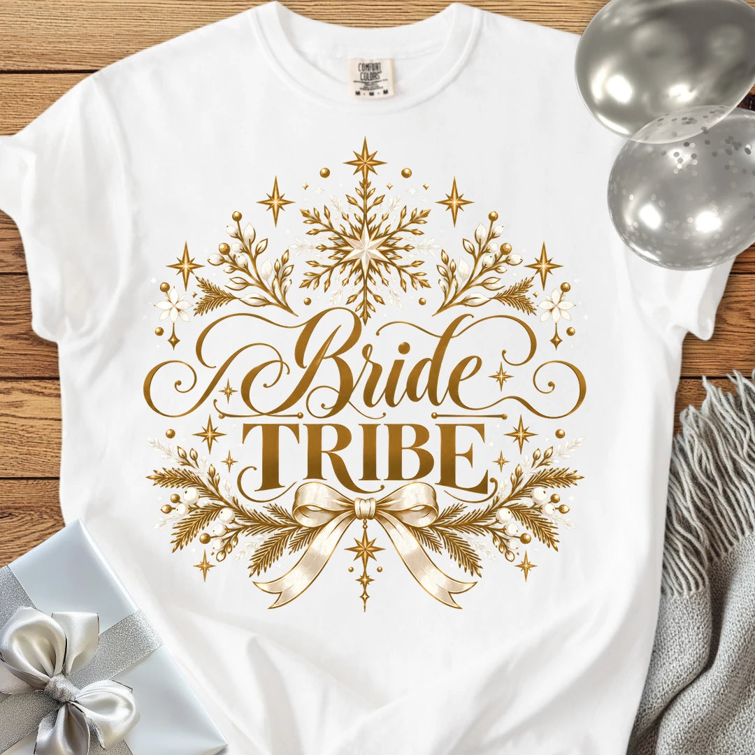 Bride Tribe - Premium Winter Sparkle Wedding T-Shirt - White