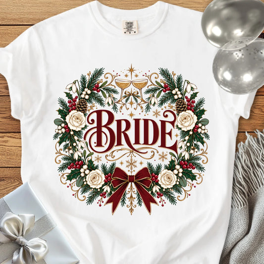 Bride - Premium Winter Crest Wedding T-Shirt - White
