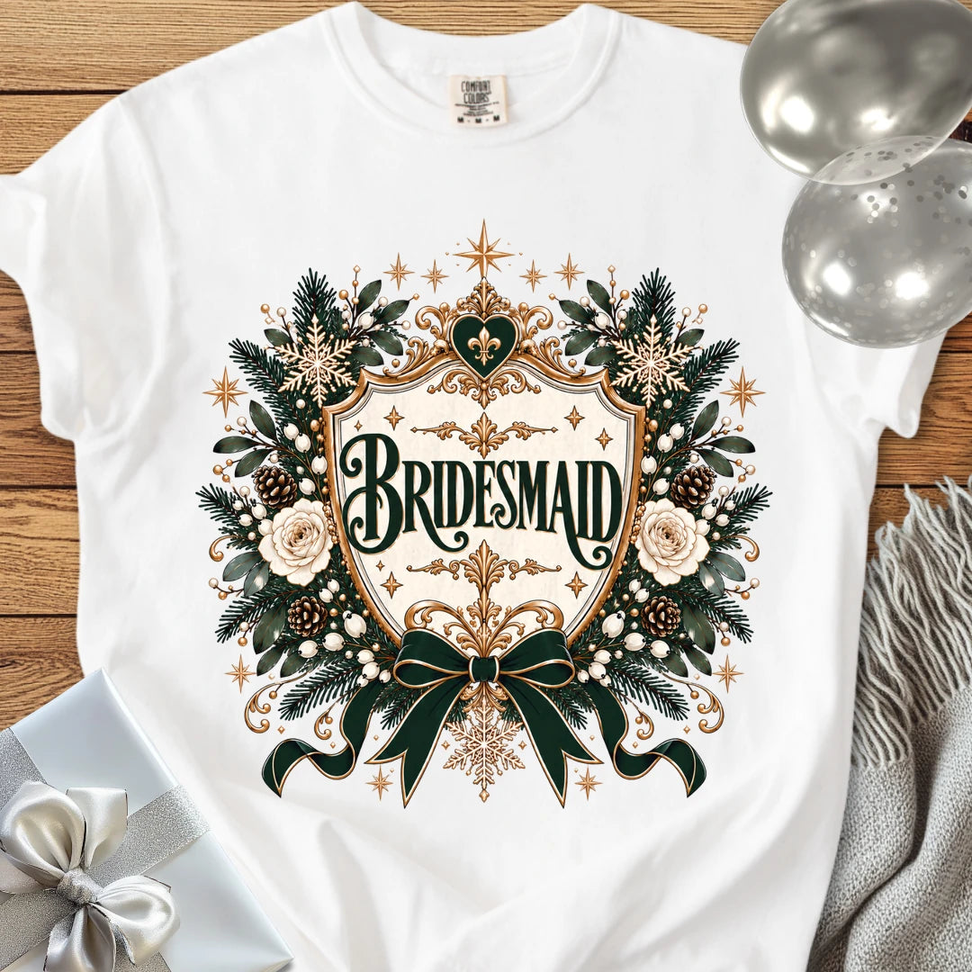 Bridesmaid - Premium Winter Heirloom Wedding T-Shirt - White