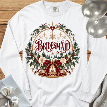 Bridesmaid - Premium Snowglobe Wedding Long Sleeve T-Shirt - White