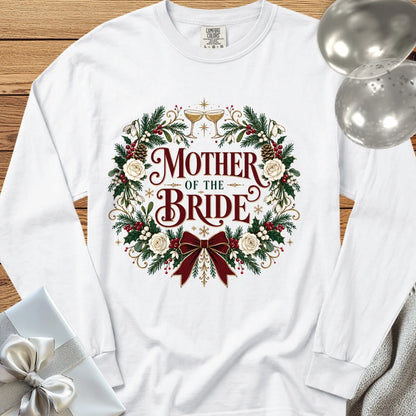 Mother of the Bride - Premium Winter Crest Wedding Long Sleeve T-Shirt - White