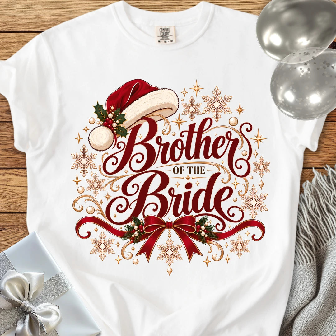 Brother of the Bride - Premium Christmas Wedding T-Shirt - White