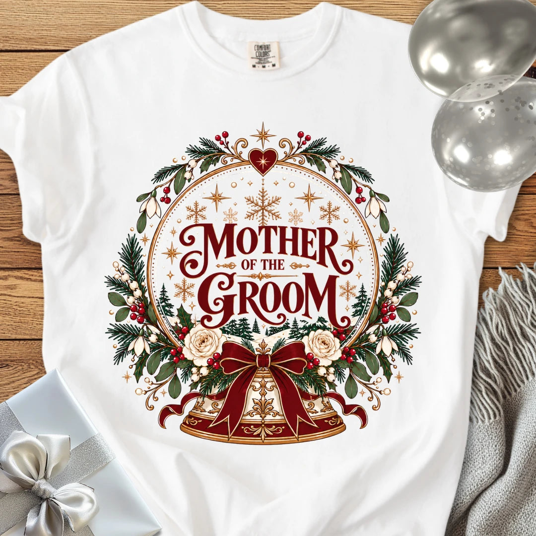 Mother of the Groom - Premium Snowglobe Wedding T-Shirt - White