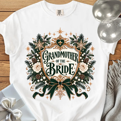 Grandmother of the Bride - Premium Winter Heirloom Wedding T-Shirt - White