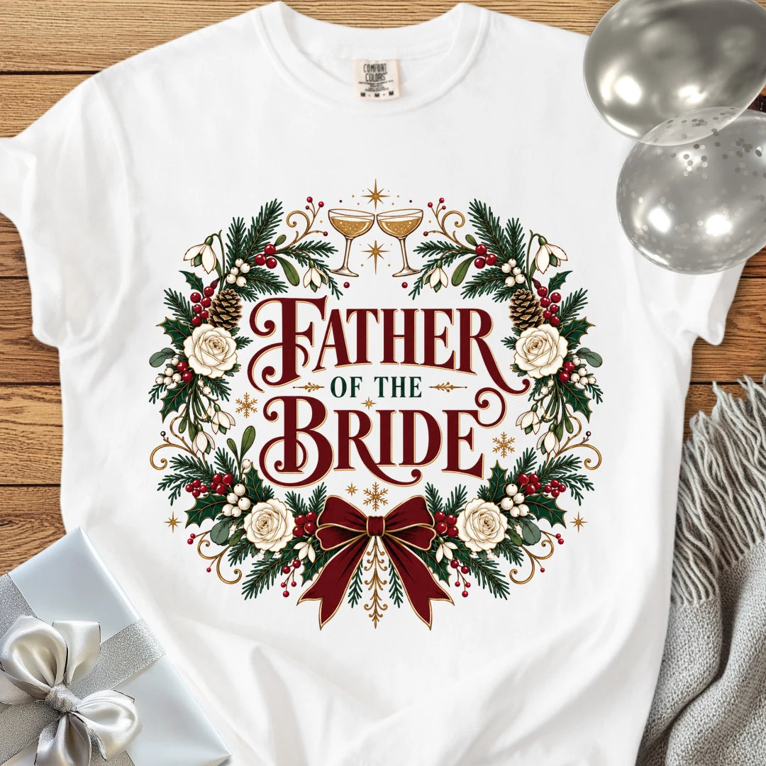 Father of the Bride - Premium Winter Crest Wedding T-Shirt - White