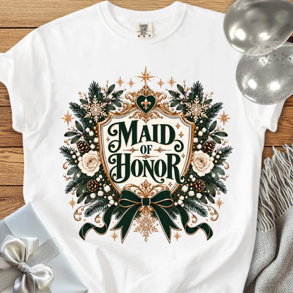 Maid of Honor - Premium Winter Heirloom Wedding T-Shirt - White