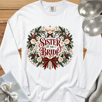 Sister of the Bride - Premium Winter Crest Wedding Long Sleeve T-Shirt - White